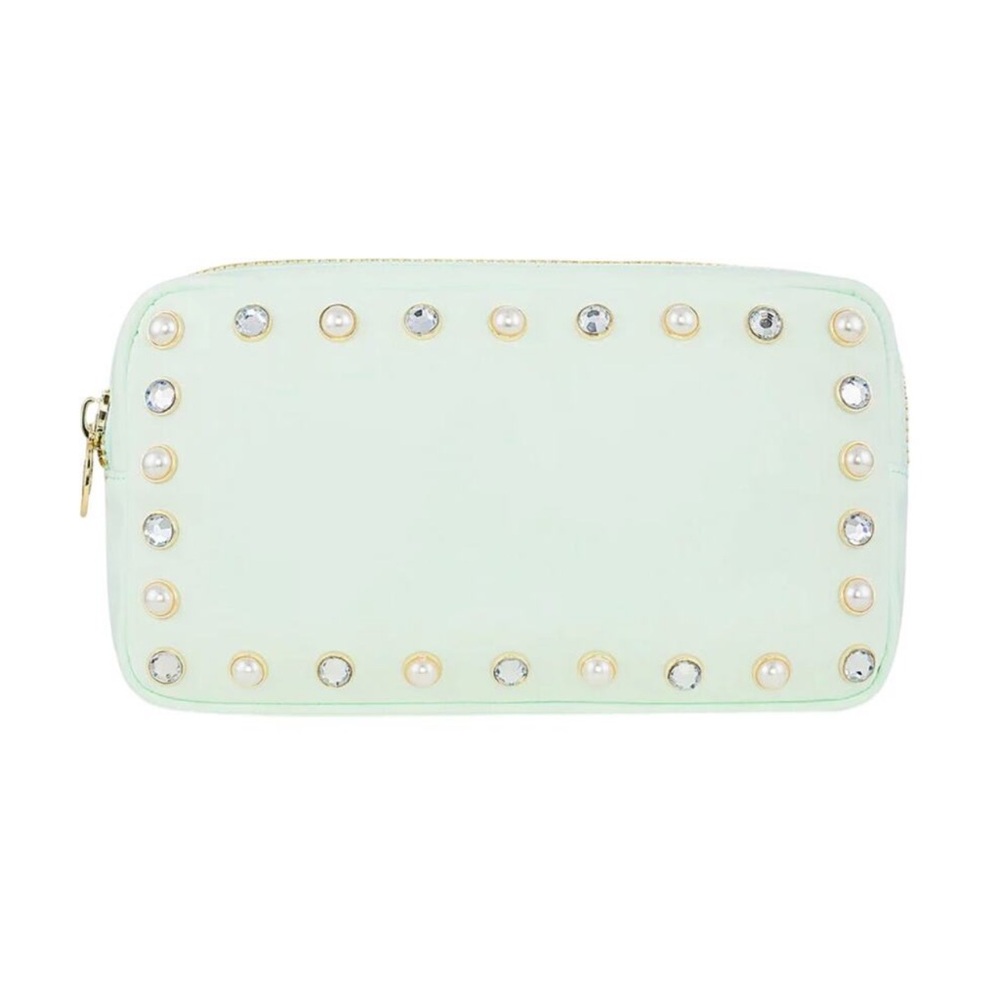 Stoney Clover Lane small crystal embellished pouch honeydew green NIB